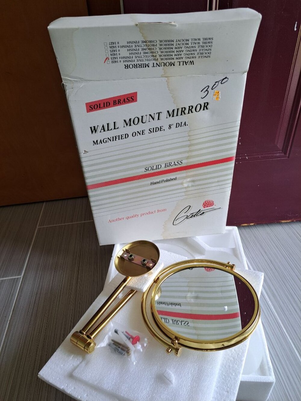 Solid Brass Wall Mount Mirror Magnified 8" One Side Hand Polished Double Swing A